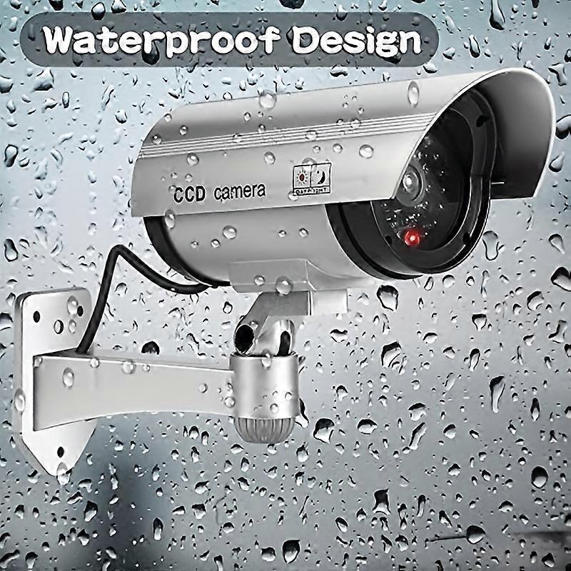Fitnate Fake Camera, Dummy Camera CCTV Surveillance System with LED Red Flashing Light with 1 Safety Warning Stickers, Fake Security Camera for Outdoo
