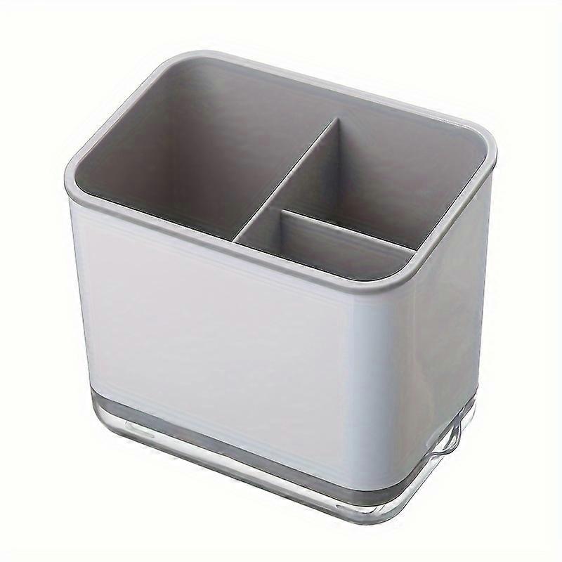 "Versatile Storage" All-In-One Kitchen Utensil Organizer - 3-Section Cutlery Storage With Drainage, Space-Saving Design