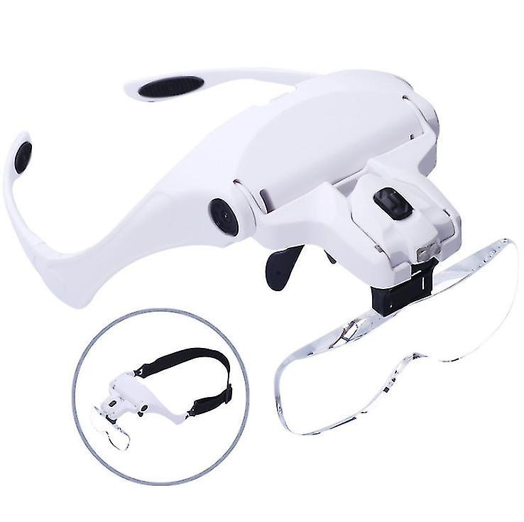 Usb Rechargeable Led Lamp Head-mounted Reading Glasses Magnifying Glass With 5 Multiples Az10521
