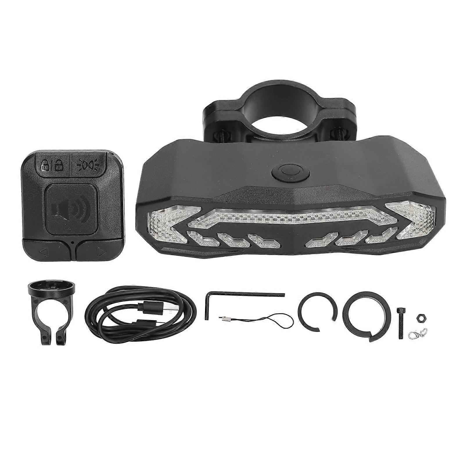 Multifunction Smart Bike Tail Brake Light with Remote Control Antitheft Alarm Function 6 Warning Modes