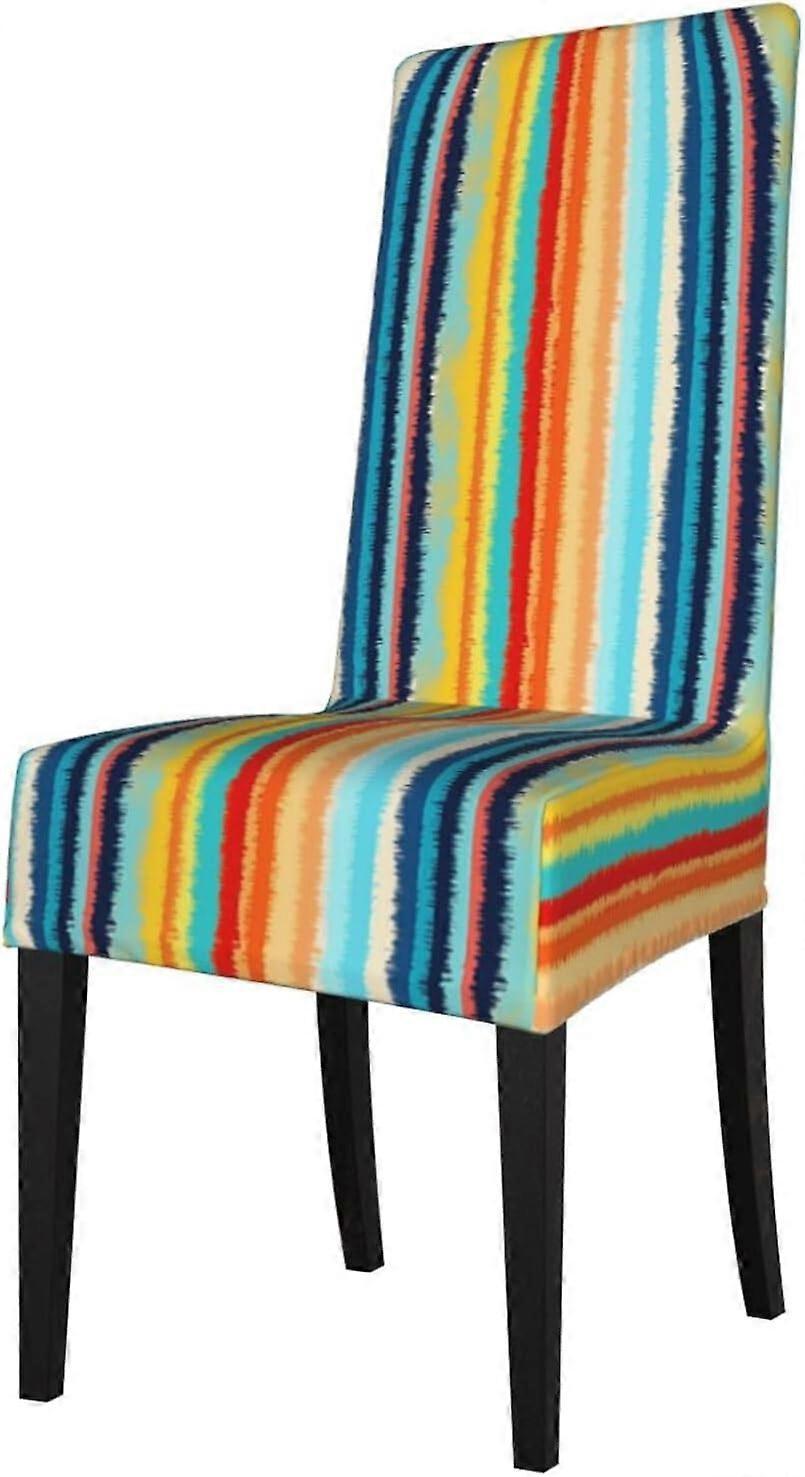 أغطية كرسي غرفة الطعام أغطية خطوط ملونة طباعة أغطية كرسي بارسونز ، غطاء حماية مضاد للغبار لكرسي الطعام ، أغطية كرسي عالية الظهر