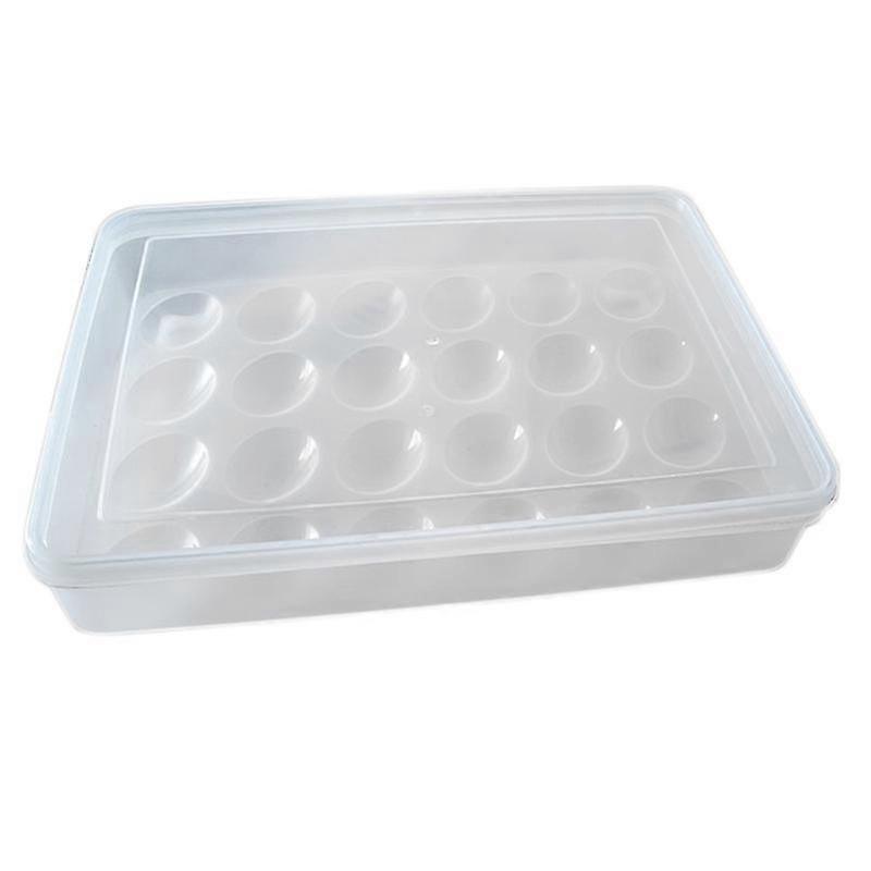 Egg Holder compatible with Refrigerator, Deviled Egg Tray Carrier With Lid Fridge Egg Storage Stackable Plastic