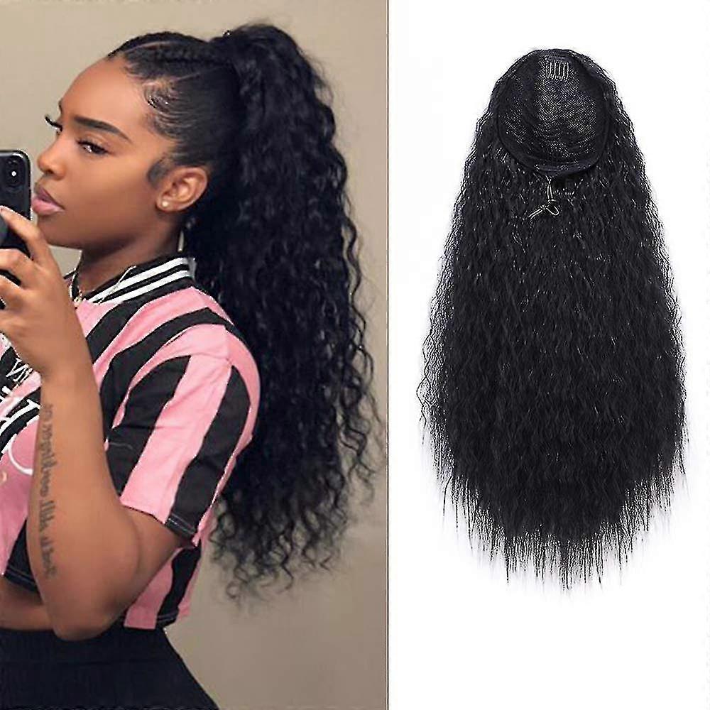 Rabo de cavalo longo e curly drawstring para mulheres clipe de 22 polegadas em extensão ondulada de rabo de cavalo natural