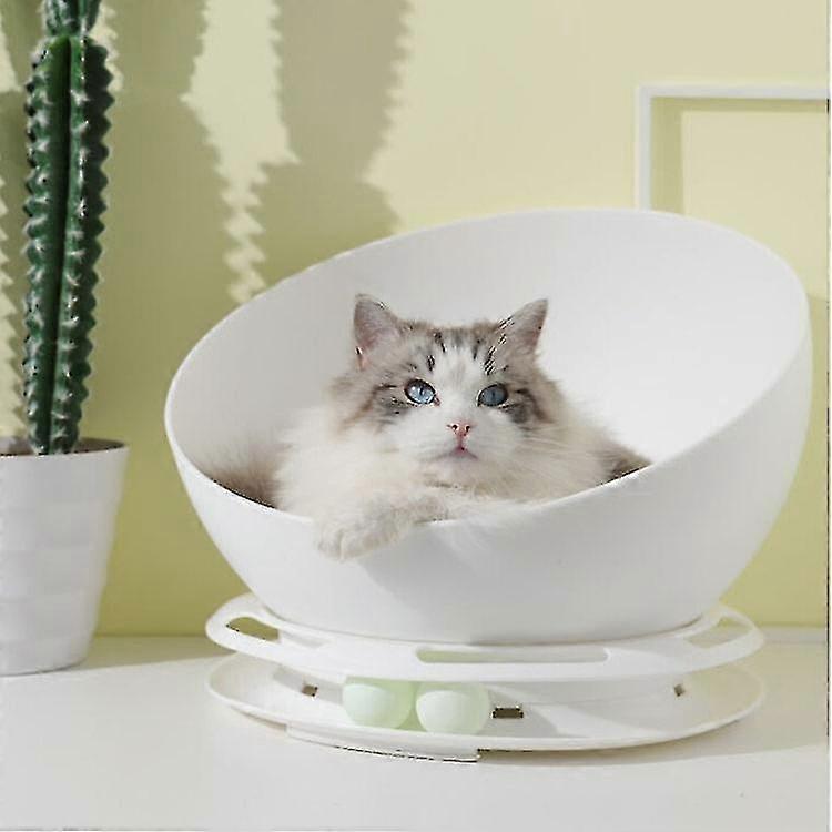two-in-one half-ball pet cat nest single-layer cat carousel(white)