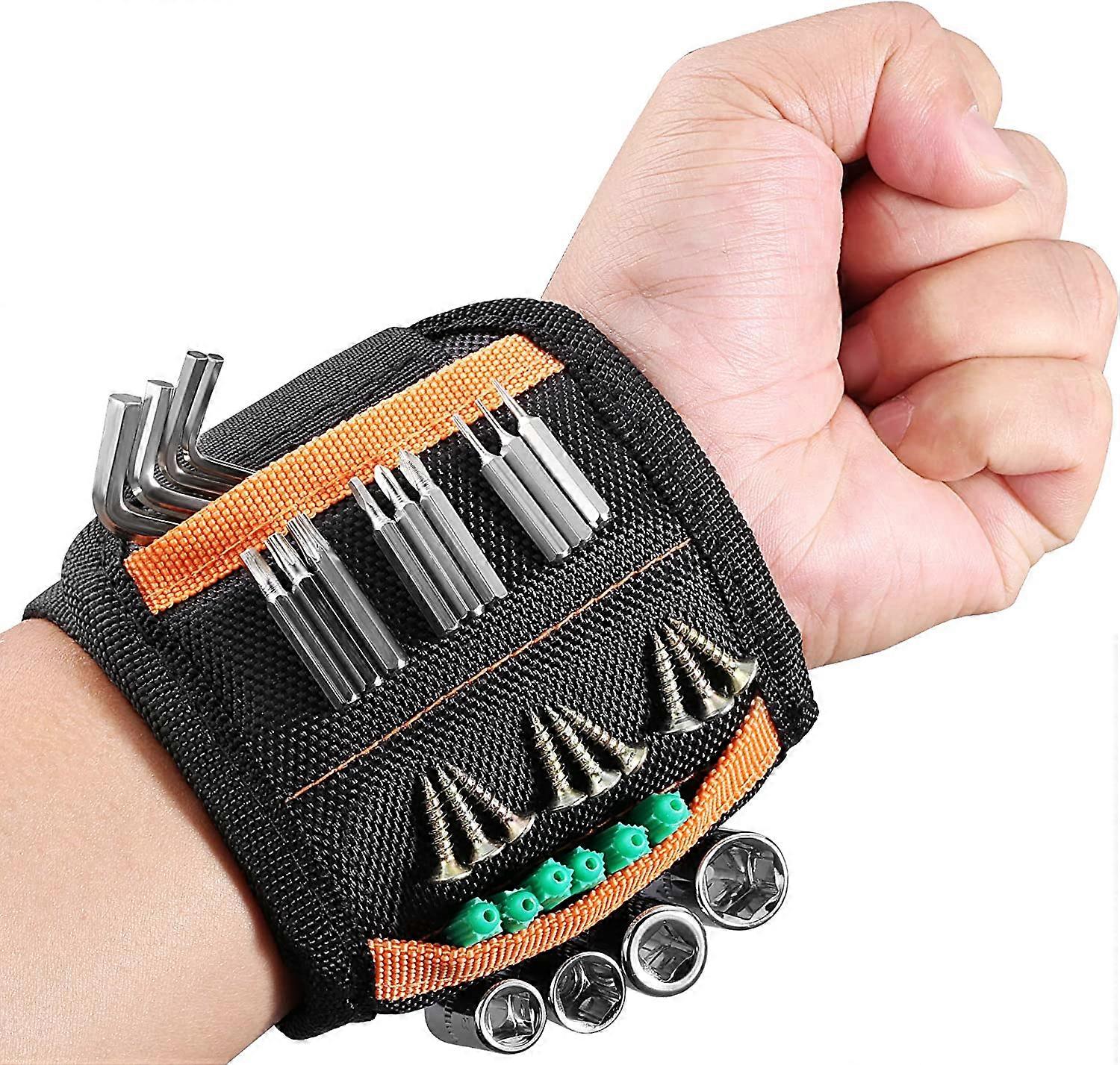 Magnetic Wristband with Strong Magnets, Tool Gifts with 15 Magnets for Holding S