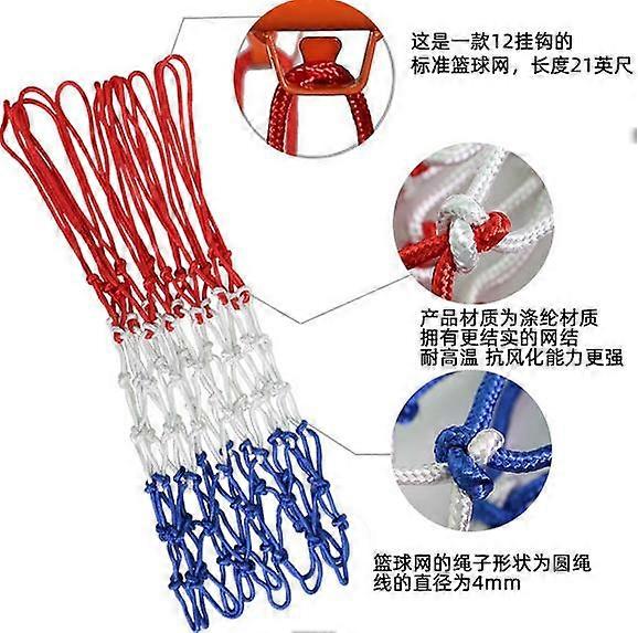 2pcsUpgraded Thickening Heavy Duty Basketball Net, Rainproof Sunscreen for All-Weather 20inches Standard Nets,for Indoor and Outdoor Replacement Net