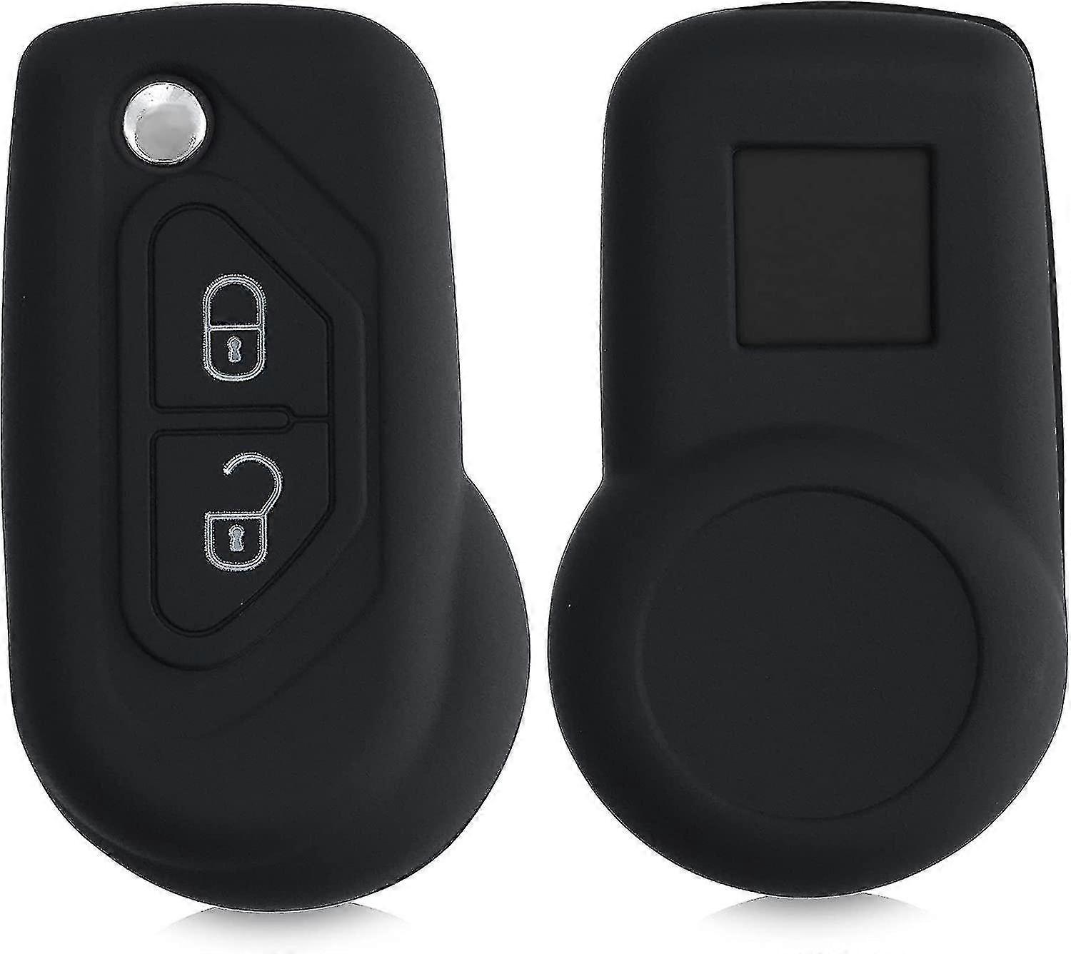 Black Car Key Accessory Compatible With Citroen Ds3 C3 2-button - Soft Silicone Car Key Case