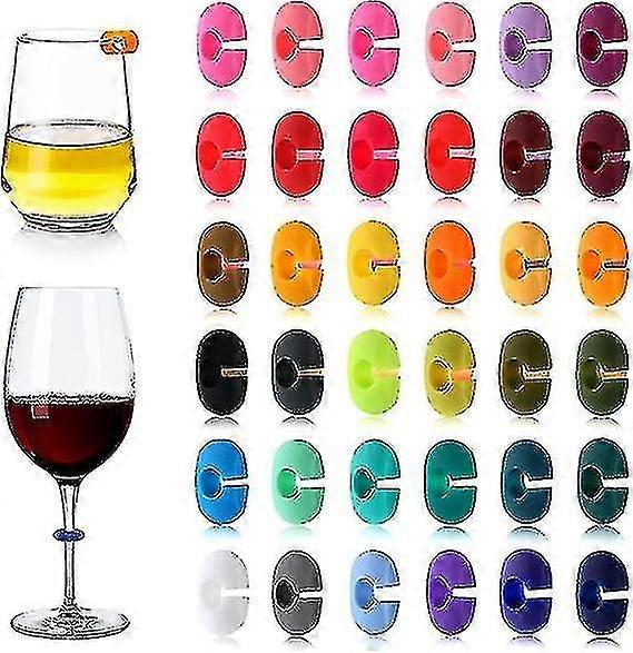 36 Pcs Silicone Wine Glasses Markers, Glass Markers Water Glass Markers, Wine Glass Charm Drink Markers, Reusable Silicone Glass Markers For Parties H