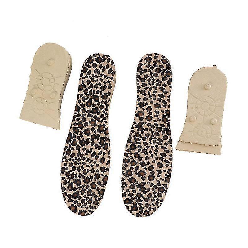 1 Pair 4 Layers Height Increase Insole Leopard Invisible Air Cushion Heightened Insole Shoe Lifts Insoles Shoe Elevator Inserts Taller Pad