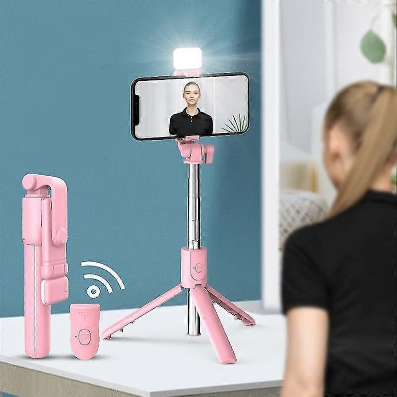 Foldable Wireless Selfie Stick With Adjustable Fill Light Portable