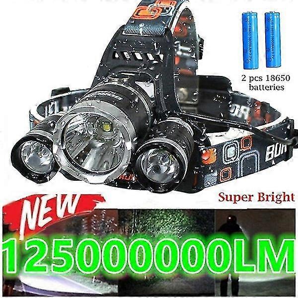 Waterproof Zoomed/fixed-focus Headlight 180 Lighting Angle 90 Rotatable 2x18650 Battery 4 Lighting Modes Ledtorch Head Light Headlamp For Camping Fish