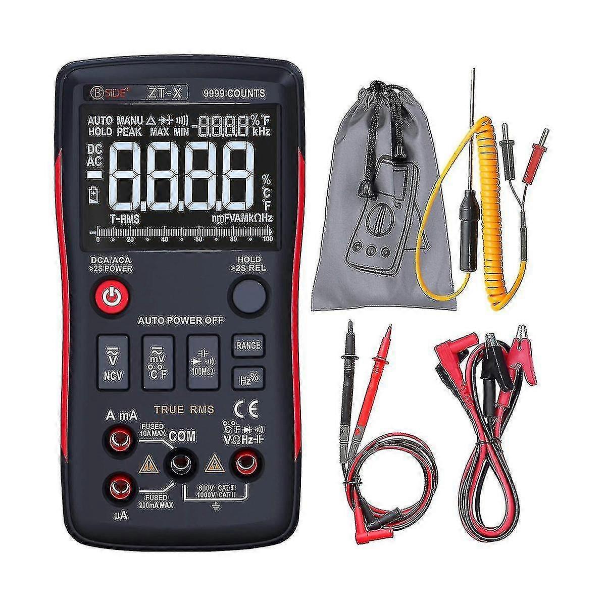 Ztx Digital Multimeter T- Auto Range Ebtn Lcd Dc/ac Voltmeter Ammeter Current Capacitor Ohm Temp H
