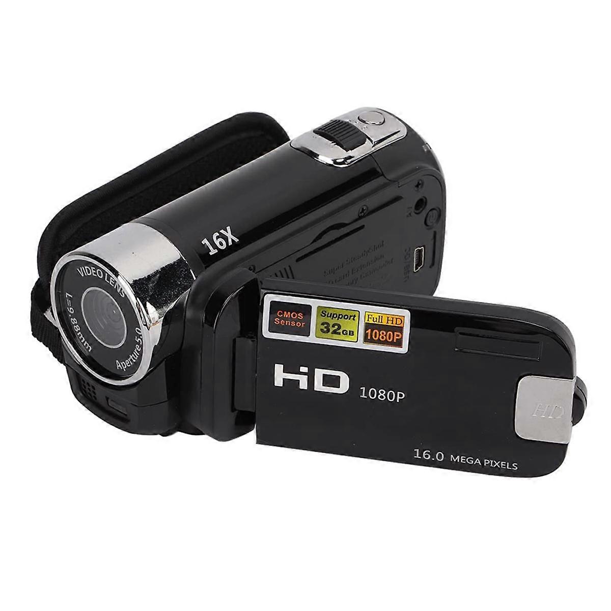 Caméscope numérique 16MP Caméscope DV Full HD 1080P Caméra vidéo numérique Écran de rotation de degré 16X N Noir