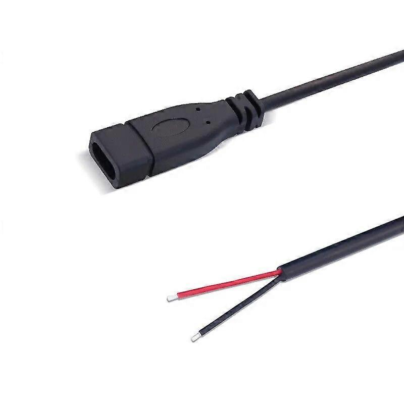 Black Type-C USB Female male Plug 2 4 wire Power Cable Cord stripped Maximum current 3A for Raspberry pie DIY 0.3M 1M 2M
