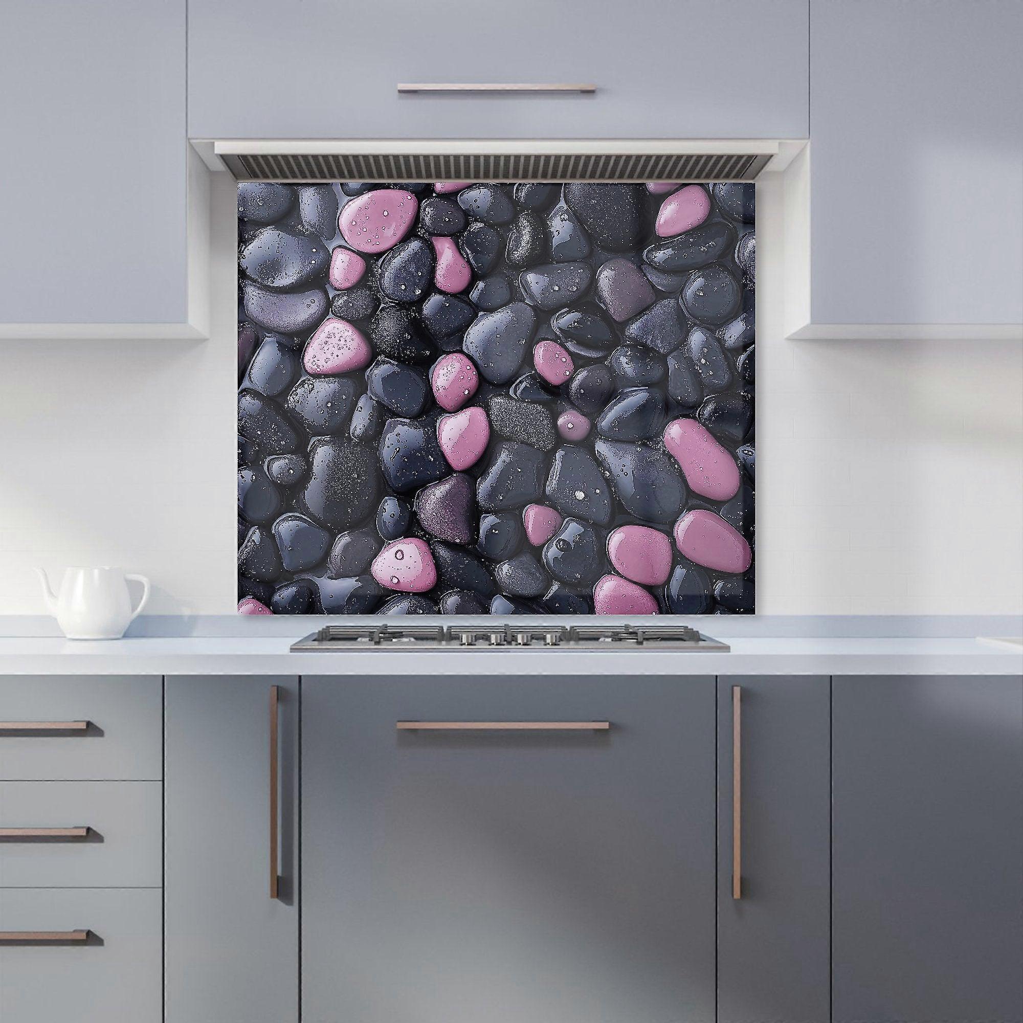 Blush And Charcoal Pebble Mix Kitchen Splashback