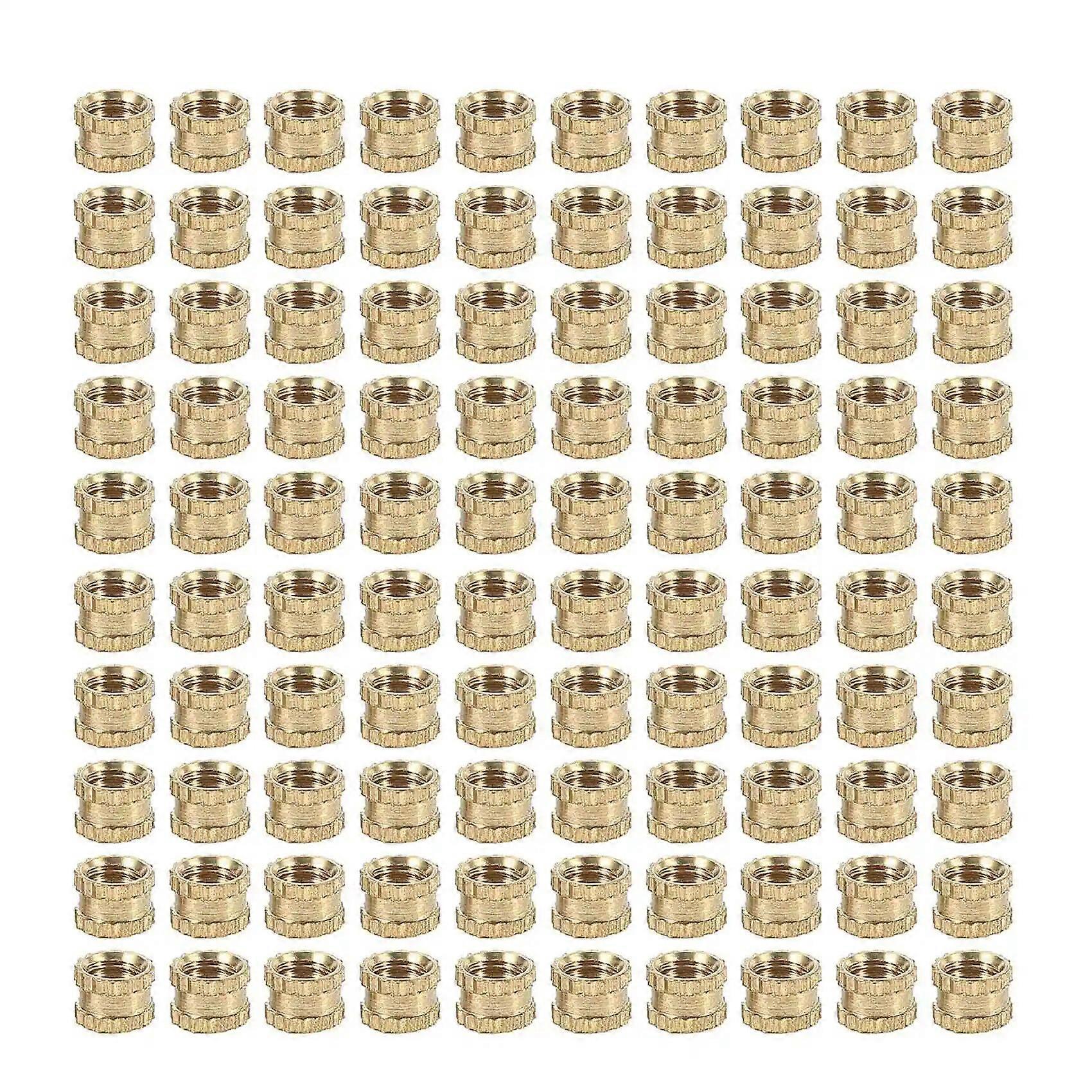 M3 x 3mm Female Thread Brass Knurled Threaded Insert Embedment Nuts 100PCS