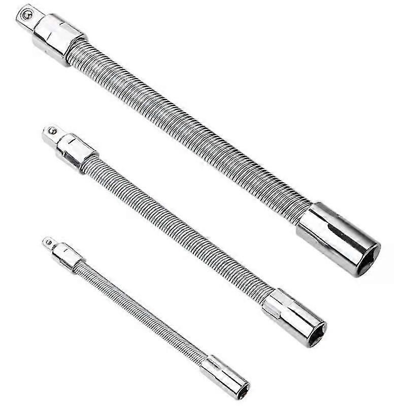 3pcs Socket Wrench Flexible Socket Extension Cables 1/4 3/8 1/2 Flexible Socket Extension Bar Set