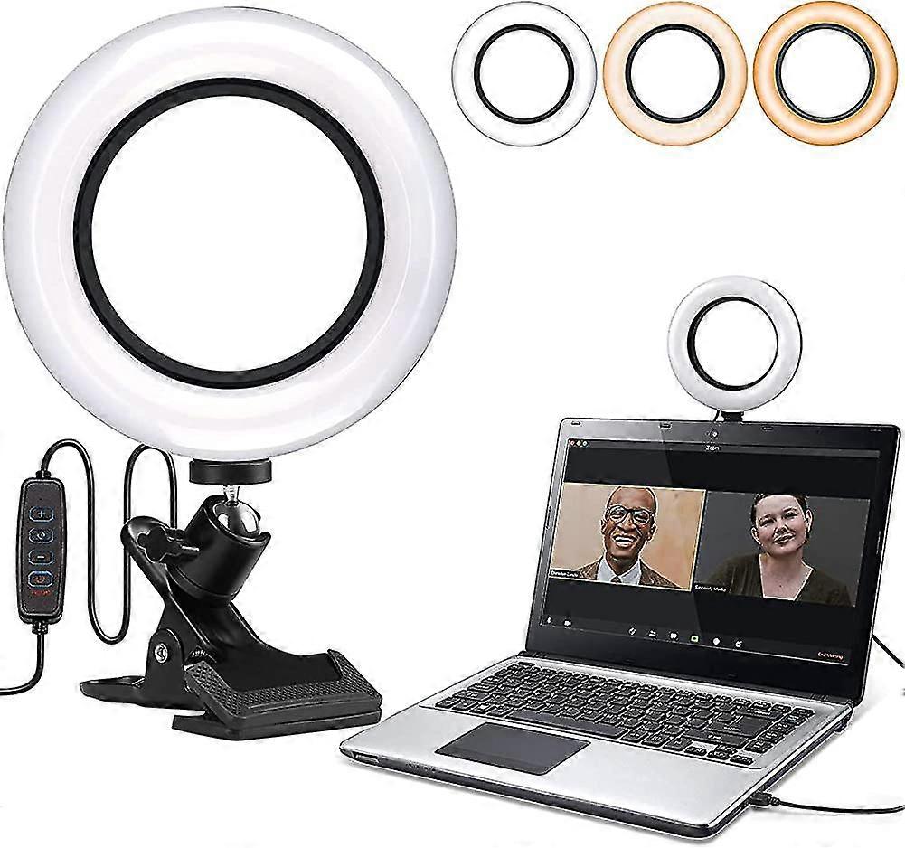 6.3'' Laptop Selfie Ring Light, Acsergery Dimmable 3 Modes 10 Brightness Level Mini Desktop Led Lamp Gift