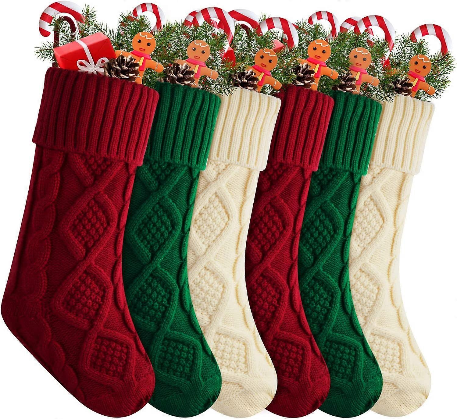 Christmas Stockings Personalized Christmas Stockings 18" Large Cable Knitted Stocking Decorations for Family Holiday Xmas Party Dcor Burgundy