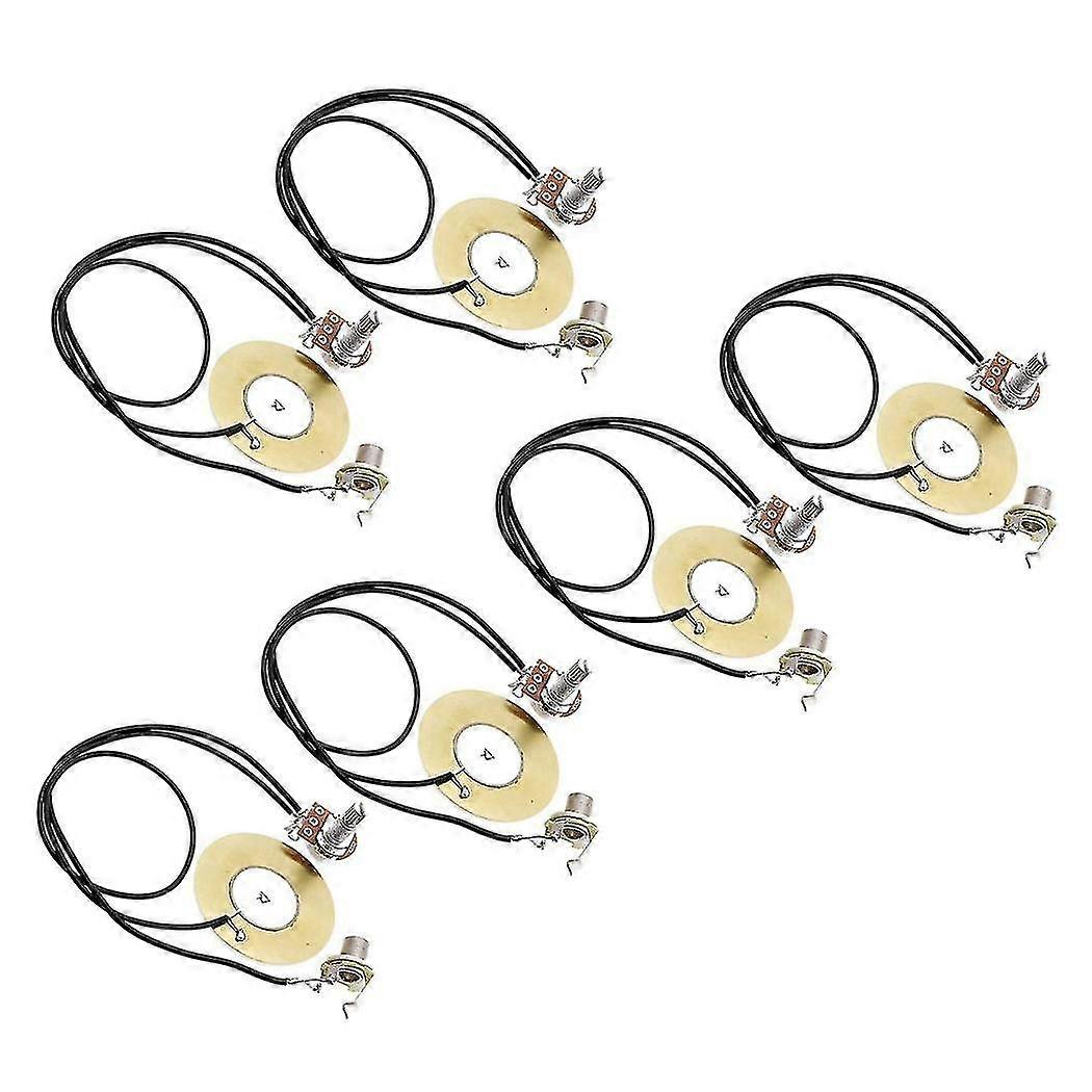 6pcs 50mm Guitar Pickup Piezo Transducer Prewired Amplifier With 6.35mm Output Jack