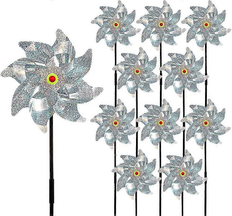 10 Pack Reflective Bird Repellent Windmill Birds Hanging Device Sparkly Silver Spinners To Keep Birds Away