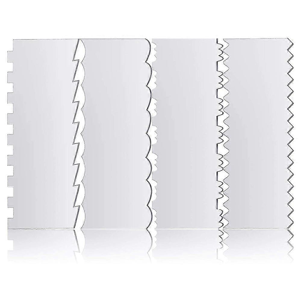 4Pcs Transparent Acrylic Cake Scraper Kitchen Decorating Contour Comb Cake Edge Smoother Tool