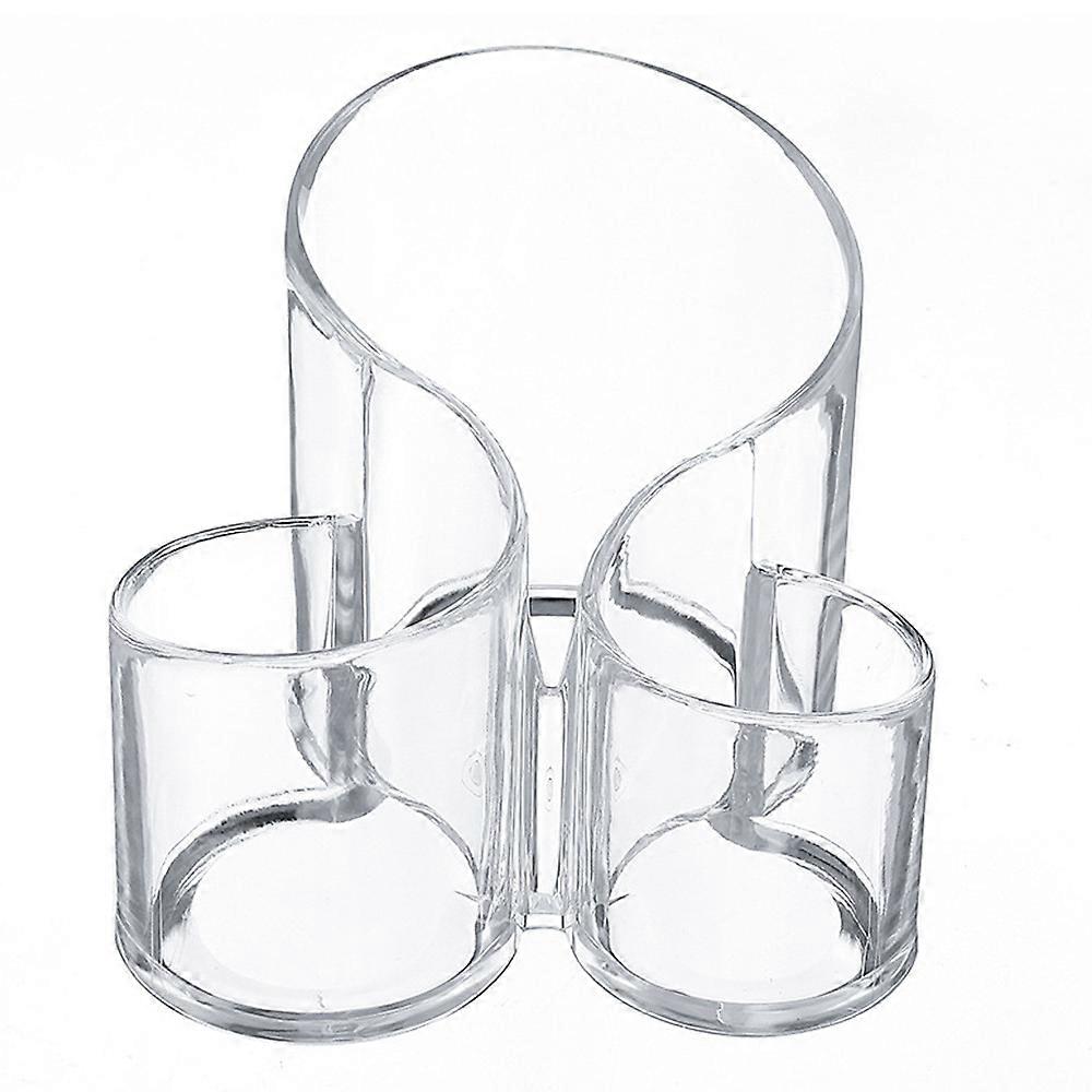Clear Makeup Brush Holder Organizer  Large Wavy 3 Compartment Acrylic Multi-Purpose Cosmetics Brushes Storage Solution