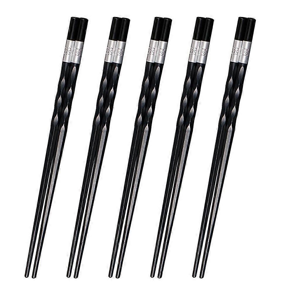 Creative alloy chopsticks simple non-slip Chinese Japanese chopsticks tableware set 5 pairs of family