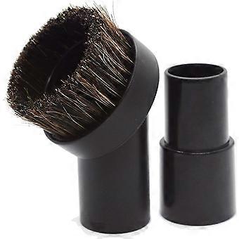 25Mm Horse Hair Round Dust Brush 1.25Inch Cleaner Vacuum Brush Soft Bristles With 1-1/4Inch To 1-3/8Inch Hose Adapter
