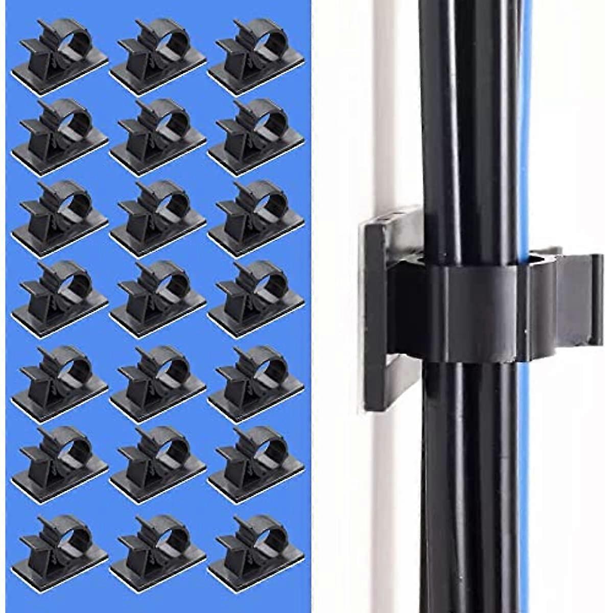 50 个电缆夹可调节线夹自粘电缆支架塑料电缆整理器电缆管理夹用于计算的多用途线夹