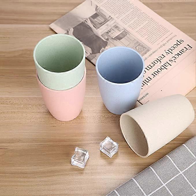 Wheat Straw Reusable Cup - Unbreakable Drinking Glasses Set of 4 - Dishwasher Safe - BPA Free and Eco friendly (4 Color)