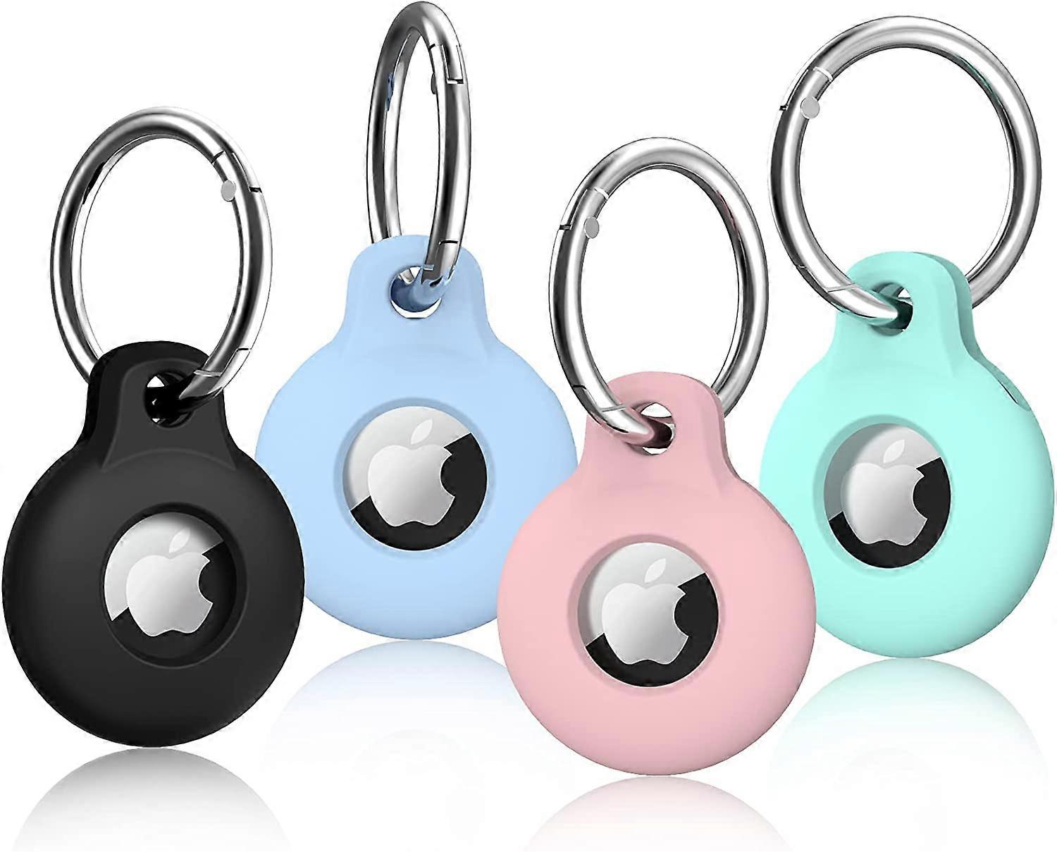 4-piece AirTag holder with keychain, silicone case for AirTag with keychain, protective holder cover for key finder tracker, dog, cat, luggage, wallet