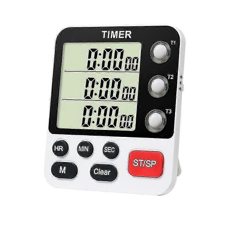Two Pieces Loud Volume Alarm And Flashing Light With Magnetic Back, Stand, Battery Included  Digital Dual Kitchen Timer, 3 Channels Count Up/down Time