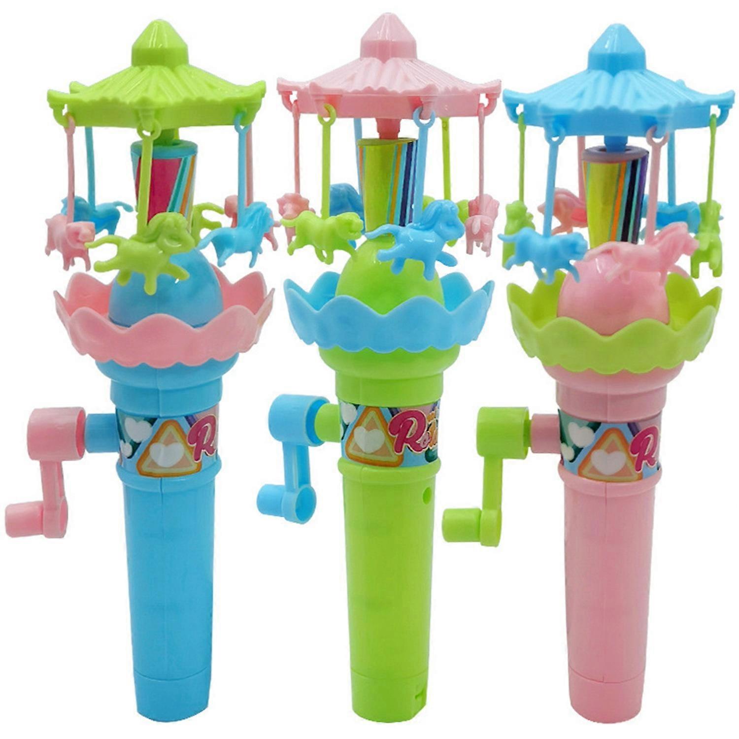 Interactive Glowing Carousel Toy Develop Hand Strength with Manual Joystick Rotates Lights Up Toy