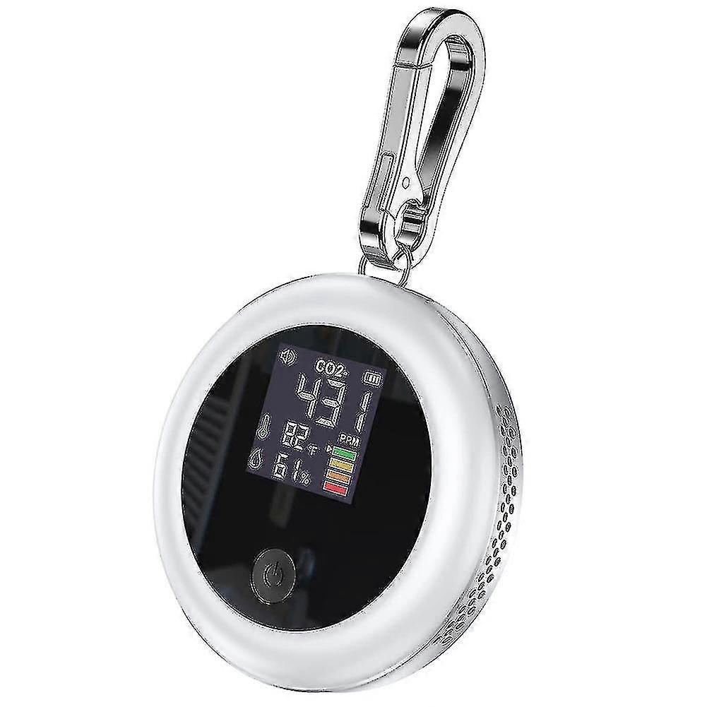 Portable Co2 Monitor Meter Sensor Indoor With Alarm, Quality Carbon Dioxide Monitor With Temperature Humidity White