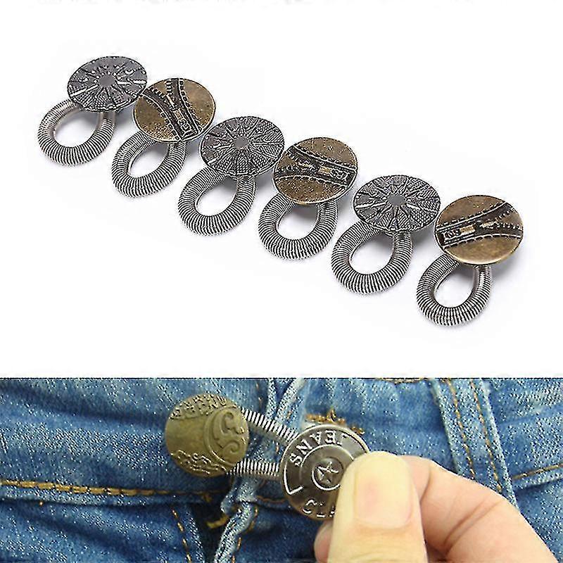 6pc Waist Extender Jeans Pants Stretch Button Instant Fix Metal Elastic Expander