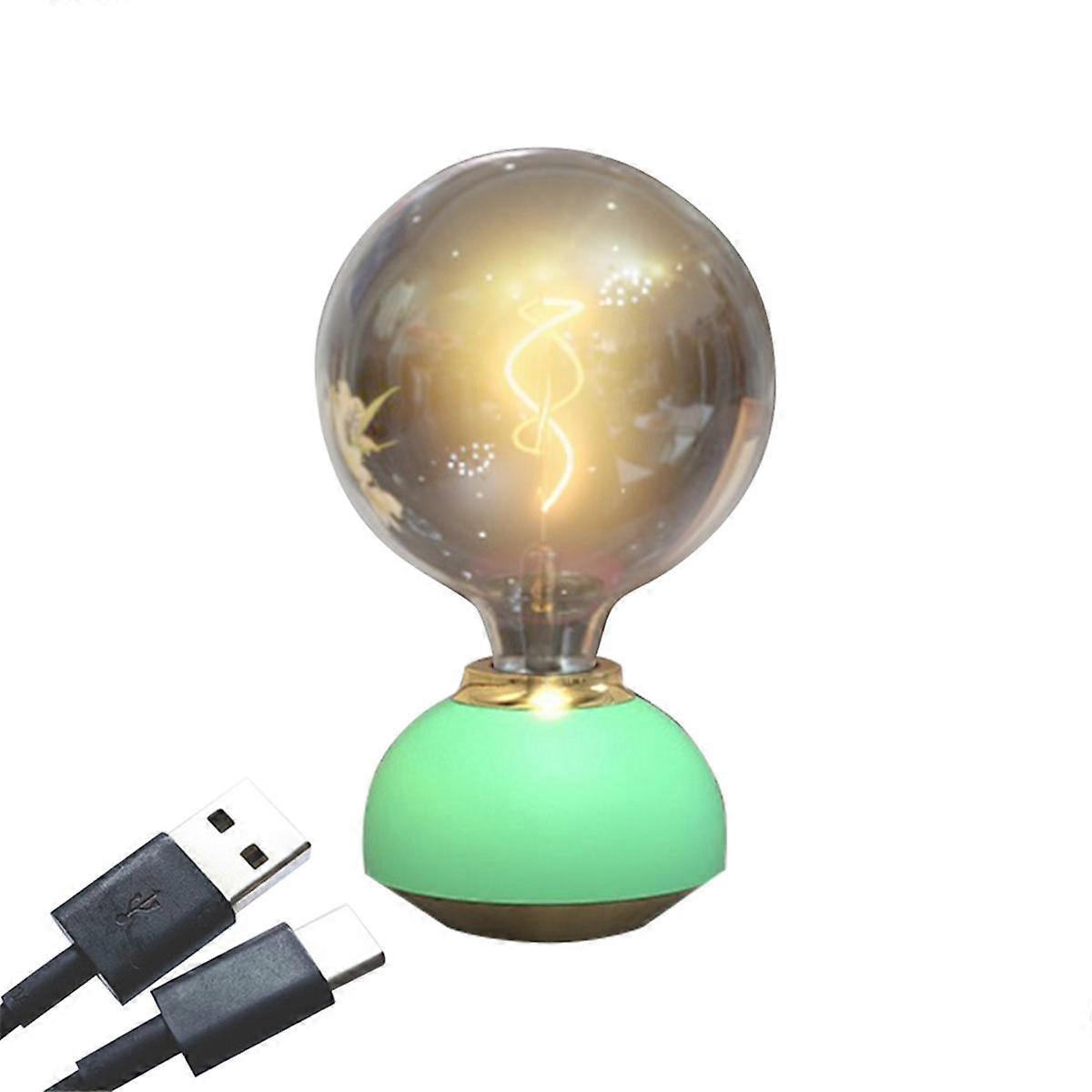 Glass LED Table Lamp Touch Dimmable Table Lamp Bulb Shaped Table Lamp for Indoor Decor Bedroom Table Lamp Light Green