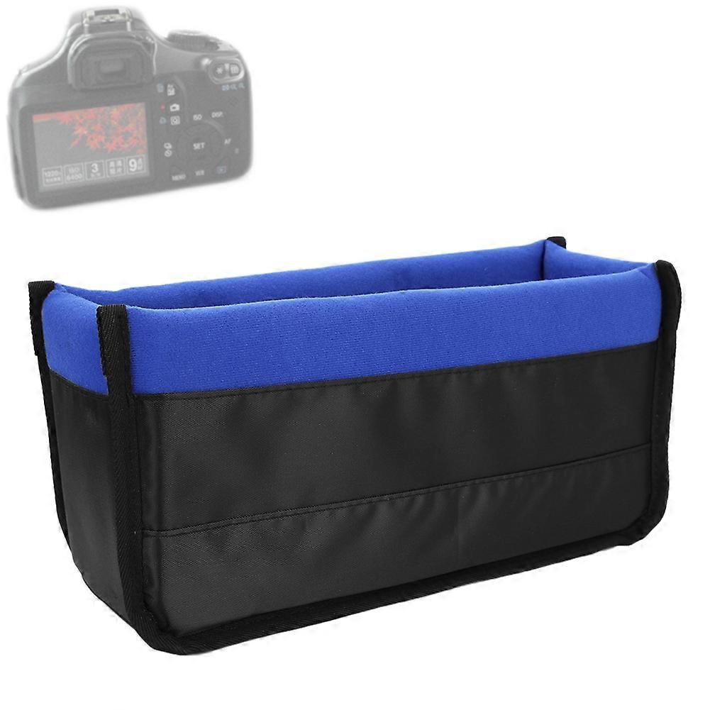 DSLR Camera Lens Insert Bag Waterproof Shockproof Padded Partition Case Pouch Blue