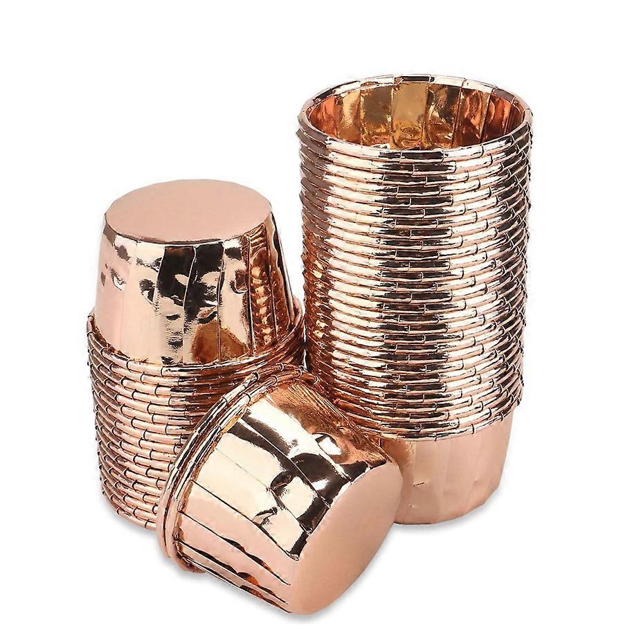 100 Pieces Baking Cups Cake Cups Double Sided Aluminum Foil Crimping Cups Greaseproof Paper Holder