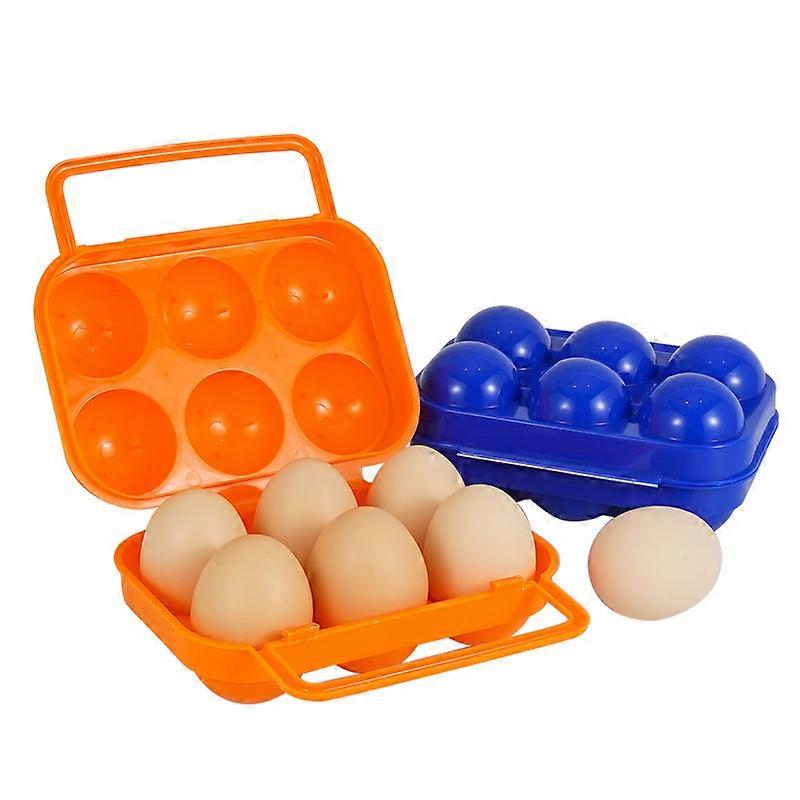 6 Grid Plastic Egg Holder Reusable Portable Eggs Carrier with Handle for Camping Picnic BBQ Hiking