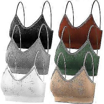 6 Pcs V Neck Cami Bra Padded Seamless Bralette For Women,straps Sleeping Bra Sports Bras For Women Girls-ZZY