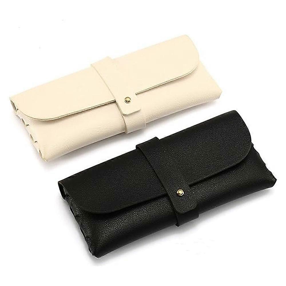 2 Pack Soft Glasses Case (Black + White), Buckle Sunglasses Case