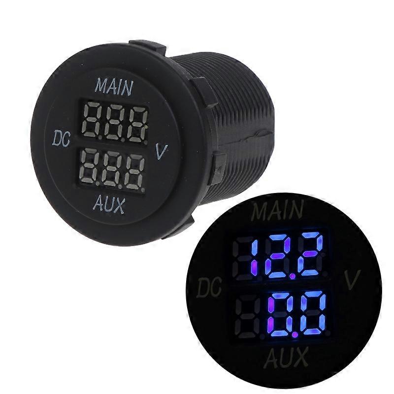 Dual Display Voltmeter MAIN AUX Pressure Meter Detector for 10-60V Car Battery