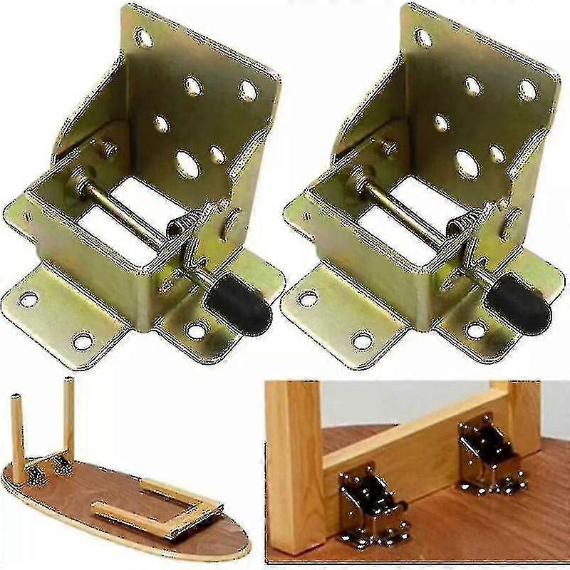 (1 Pair) 90 Degree Self Locking Folding Table Leg Extensions, Foldable, Telescopic, Hidden Shelf Brackets For Desk, Bed, Hinged