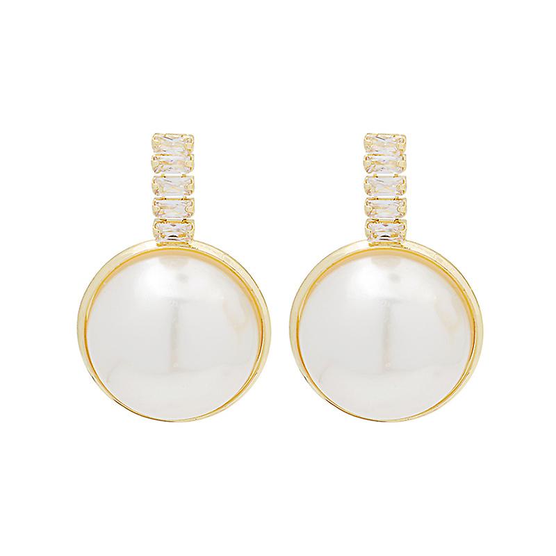 Silver Needle Elegant New Large Pearl Super Flash Zircon Versatile Earrings