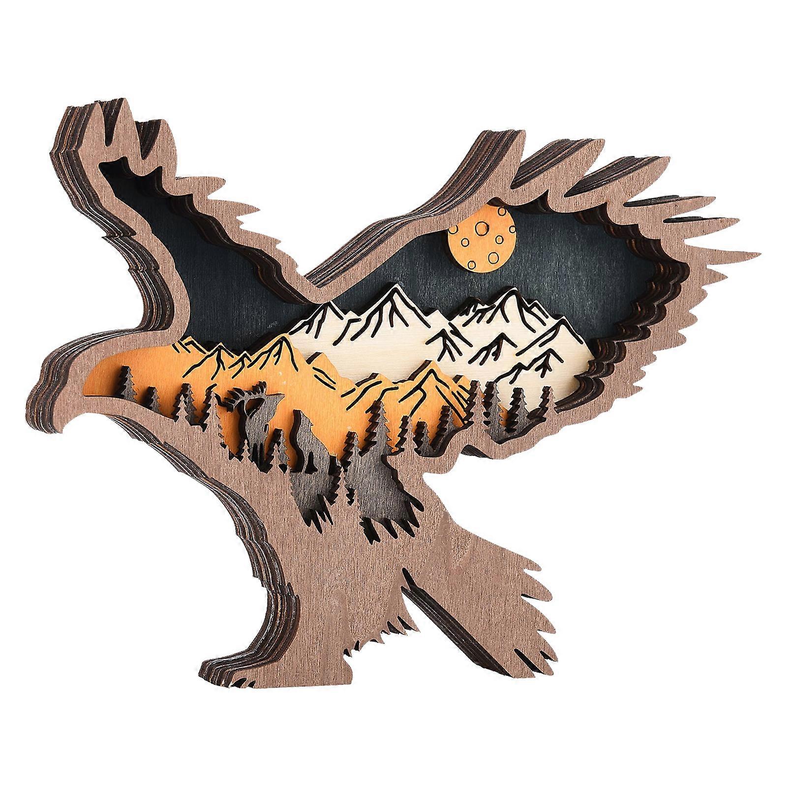 Wooden Eagle Statue - Carved Eagle Art Sculpture Ornament Gift for HousewarmingOpens in a new window or tab
