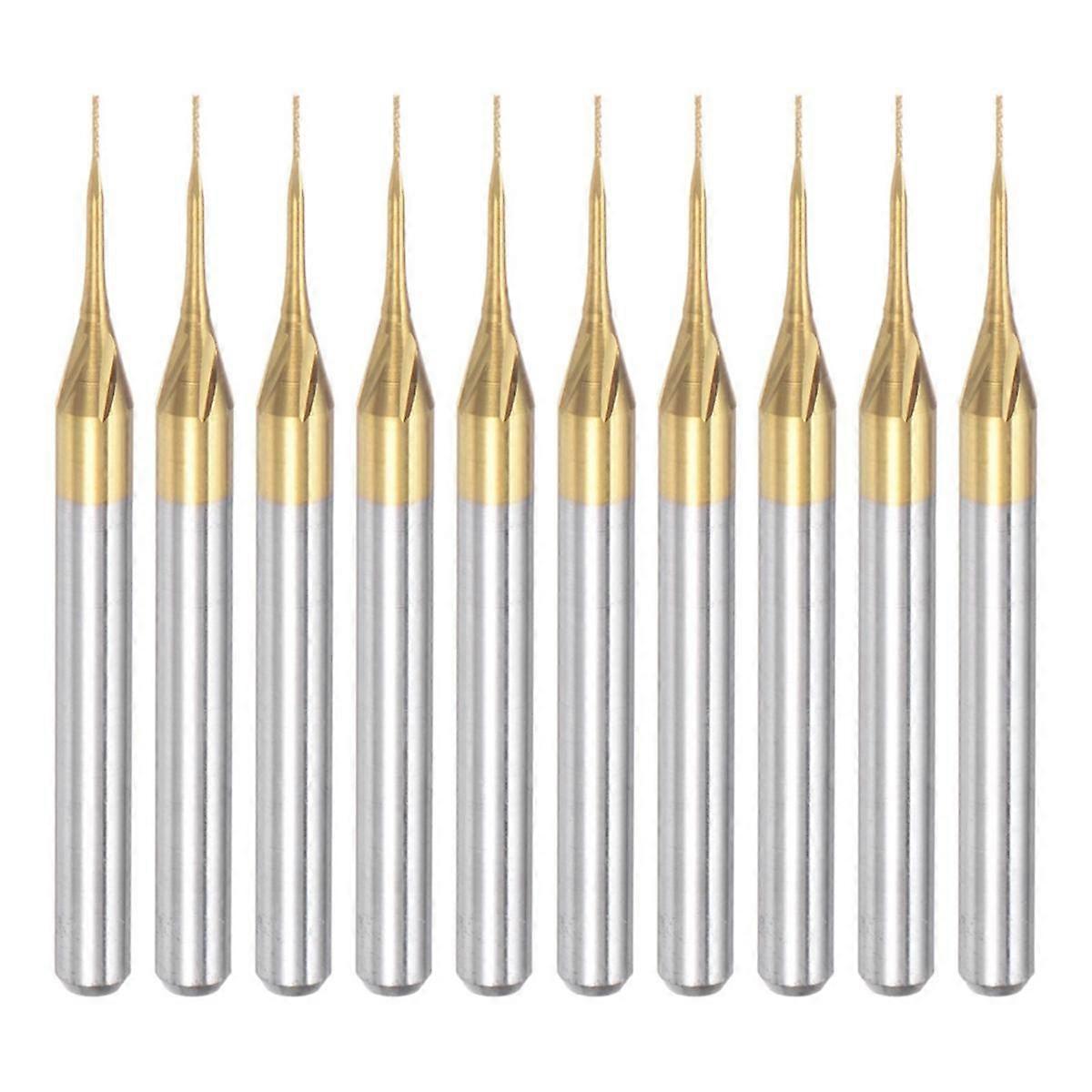 10PCS Titanium Coat Carbide End Mill Engraving Milling Cutter CNC Router Bits for PCB Machine, 1/8 Inch Shank 0.3Mm