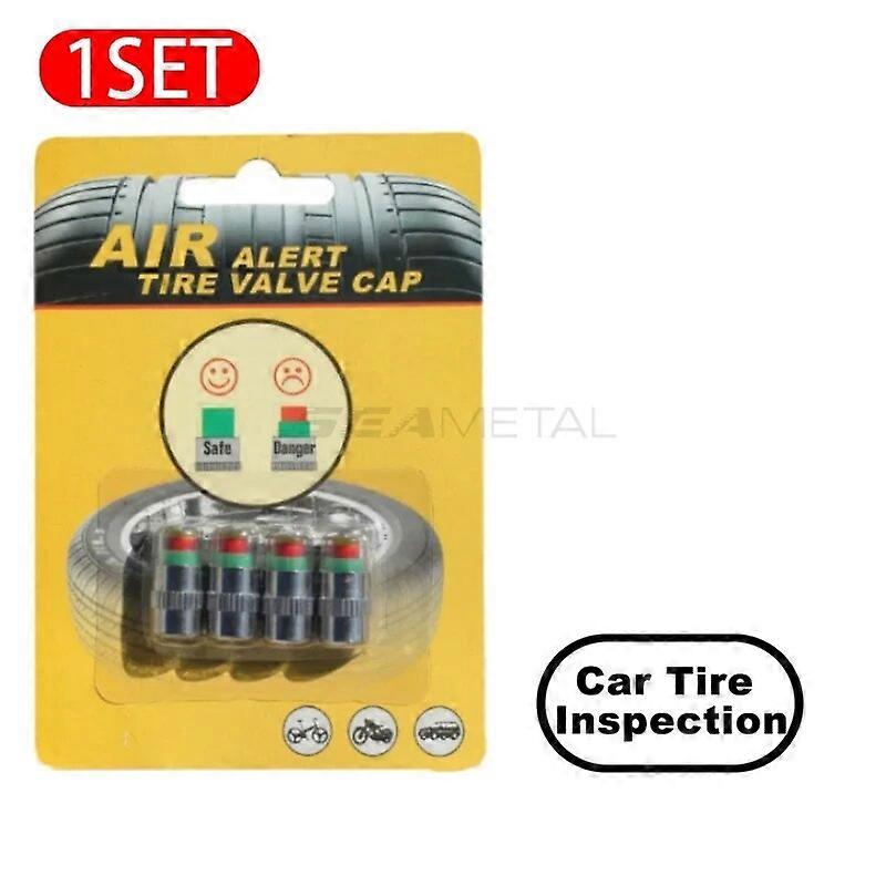 SEAMETAL 4pcs Car Tire Pressure Indicator Tire Pressure Gauge Alert Monitoring Valve Stems Caps Sensor External Valve Detection Motor Vehicle Tire Acc