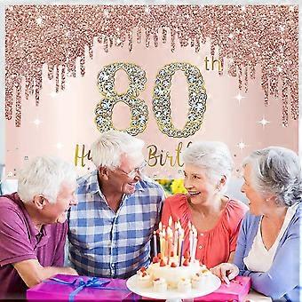Feestbanner Voor 80e Verjaardag – Zwart-goud Stoffen Banner – 300x50 Cm – Met Touw – Geschikt Voor Binnen En Buiten – Voor Mannen En Vrouwen