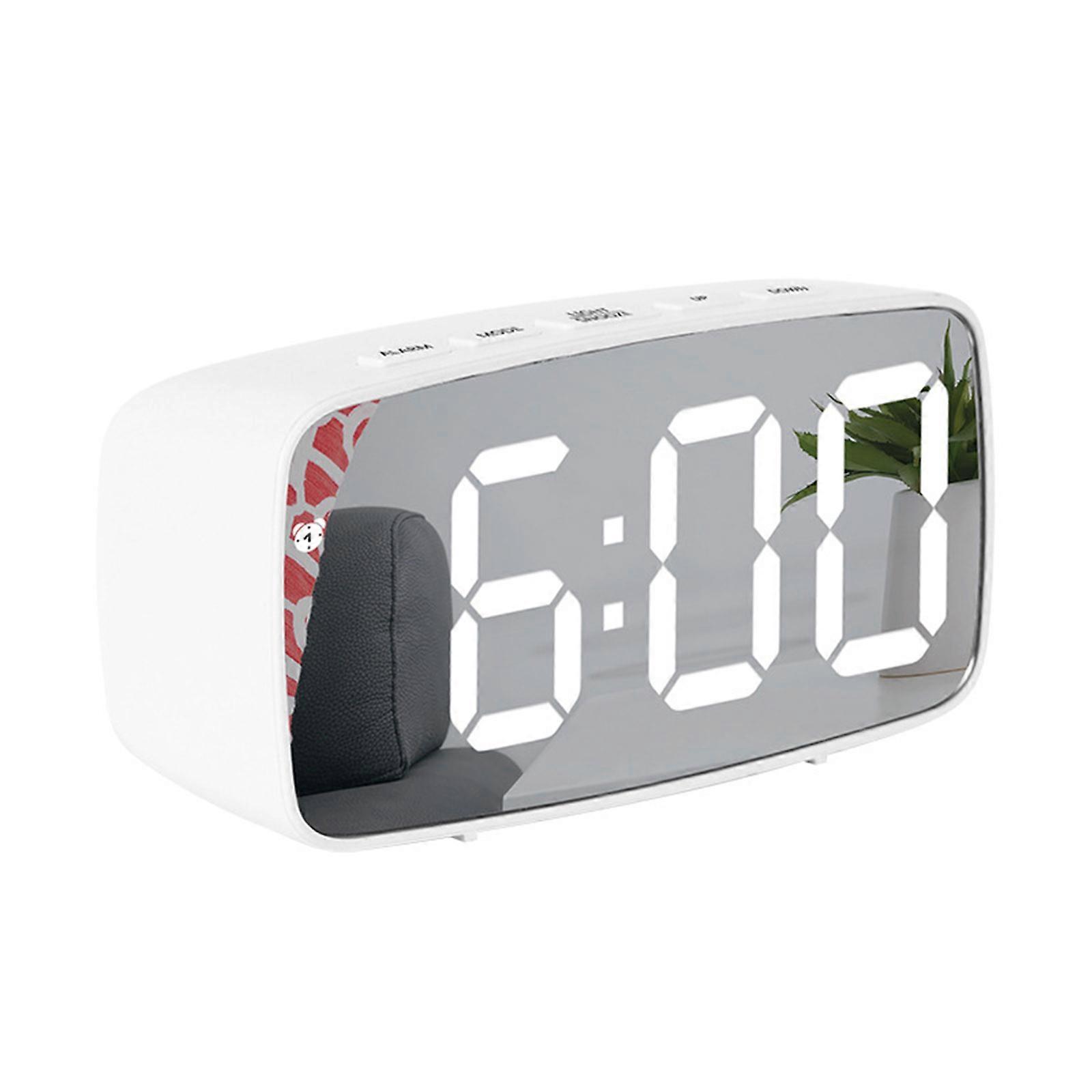 Led Digital Electronic Alarm Clock Mirror Snooze Wake Up for Time Clocks
